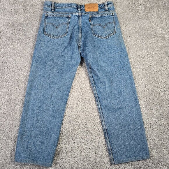 Levis 505 Jeans Mens 35x30 (Fits 33x25) Blue Straight Orange Tab Vintage Distres - Picture 10 of 16